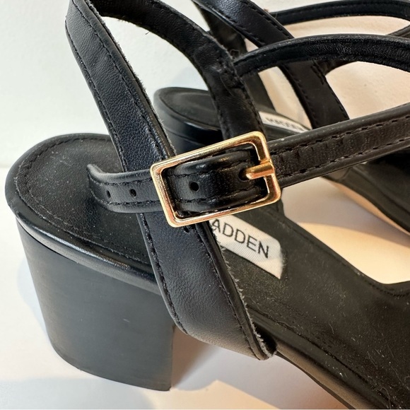 Steve Madden Black Strappy Sandals with Gold Buckle - Picture 7 of 12